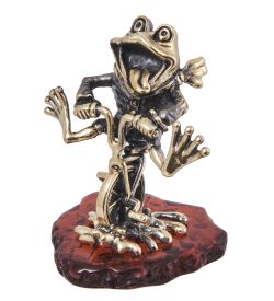 Народные промыслы AM-4040 Фигурка «Лягушка навстречу ветру» (латунь, янтарь)