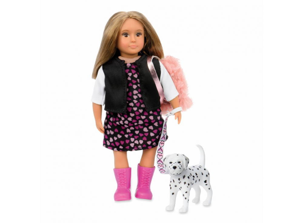 Кукла 15 см Джиа с собакой Ганнером
