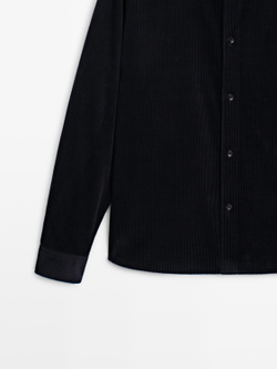 Massimo Dutti Вельветовая куртка-рубашка классического кроя, темно-синий