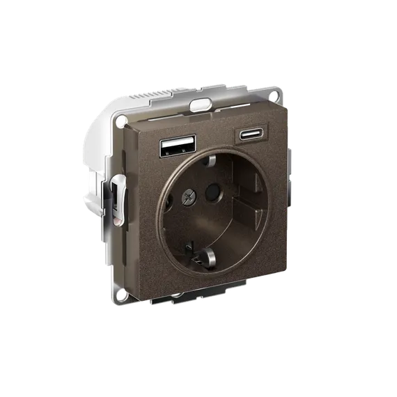 ATLASDESIGN РОЗЕТКА 16А c 2 USB A+C, 5В/2,4А/3,0А, 2х5В/1,5А, механизм, МОККО