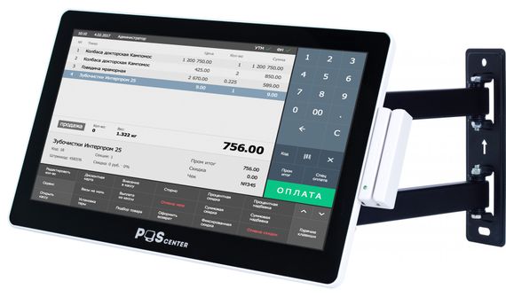 Сенсорный моноблок POScenter Atlas (15.6&quot;, PCAP, AG-J4125, RAM 8Gb, SSD M2 SATA 128Gb, MSR) стенд NS, БЕЛЫЙ, Windows 10 IoT Embb