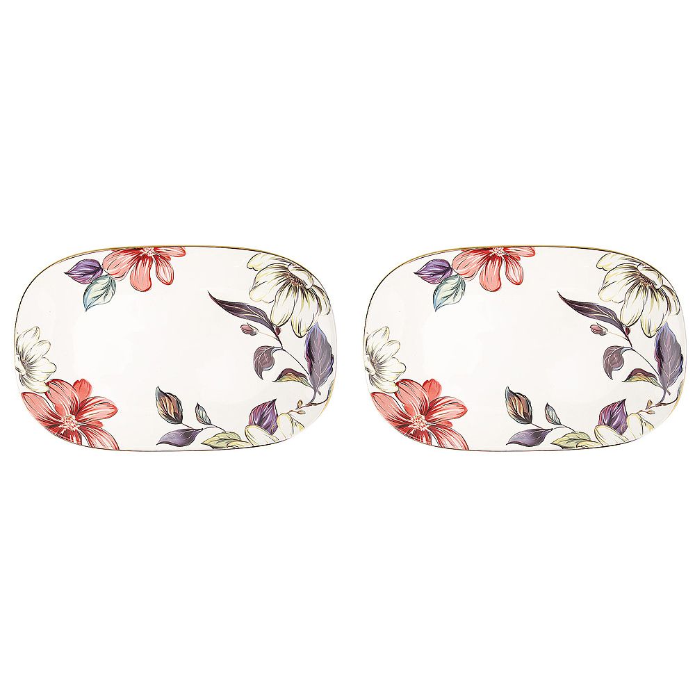 Блюдо сервировочное (с элементами золота) "Олеандр" 25*16*2см. (min6) (транспортная упаковка)