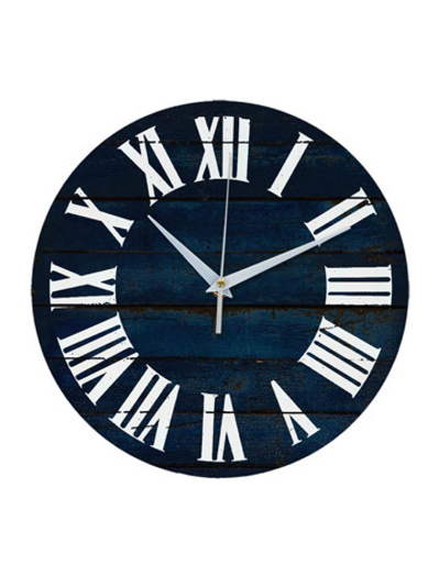 Часы настенные деревянные IDEAL "Римские", 30 см, синие Декор для дома, подарок