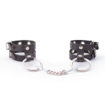 Черные однослойные наручники из натуральной кожи (Цвет: черный)