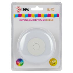 Ночник - светильник светодиодный ЭРА NN-632-SW-W в розетку с выключателем белый | Ночники