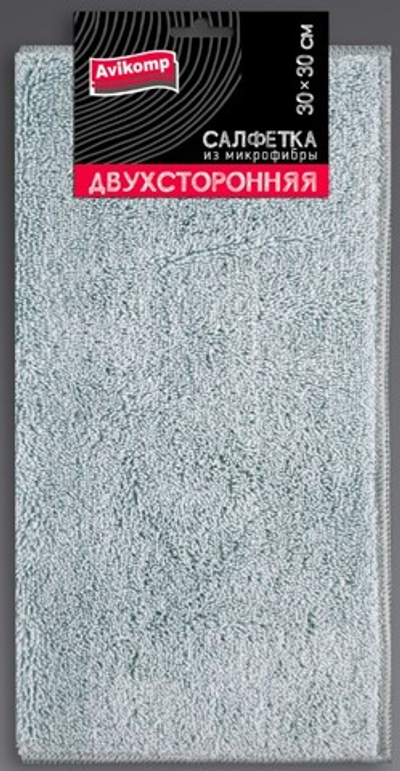 Салфетка из микрофибры, размер 30*30 см, АККУРАТ двухсторонняя ДЛЯ СТЕКОЛ И ЗЕРКАЛ,