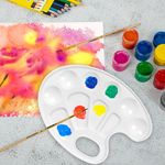 Палитра для рисования ПИФАГОР "ЭНИКИ-БЕНИКИ", белая, овальная, 10 ячеек (6 ячеек для красок и 4 для смешивания), 192352