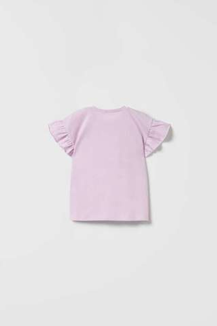 ZARA ФУТБОЛКА С ВОЛАНАМИ, ЛИЛОВЫЙ