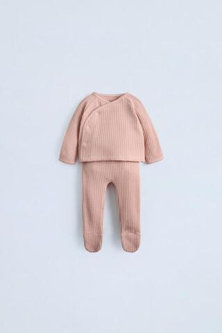 ZARA КОМПЛЕКТ ИЗ РЕЛЬЕФНОЙ ТКАНИ, РОЗОВАТЫЙ