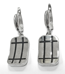 Ювелирные серьги из серебра 925 пробы,вставка эмаль