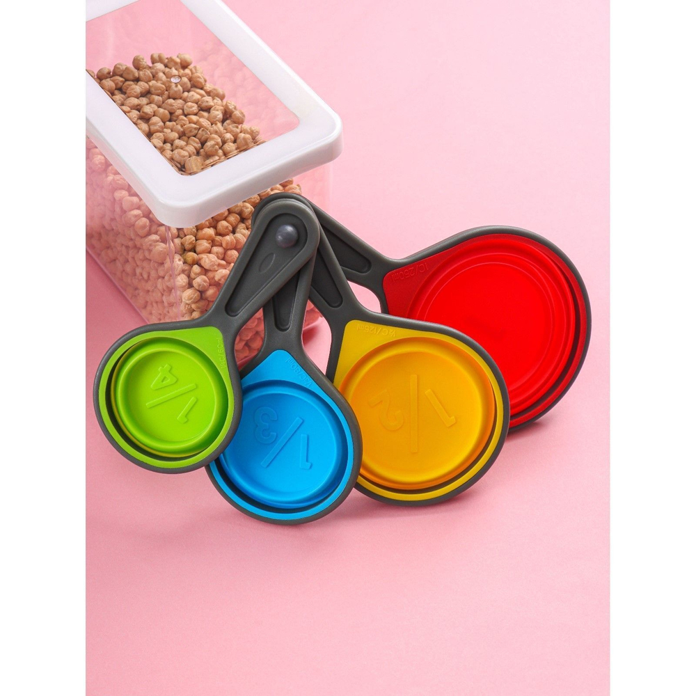 Набор мерных ложек складных Доляна «Светофор», 4 шт: 60 мл, 80 мл, 125 мл, 250 мл, цвет МИКС