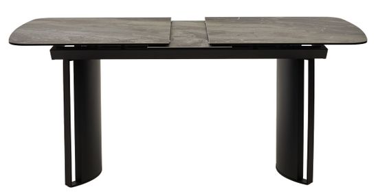 Стол RASMUS 160 KL-80 Серый мрамор, итальянская керамика / черный каркас, ®DISAUR