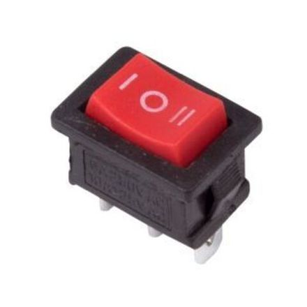 Переключатель клавишный 250В 6А (3с) ON-OFF-ON красный с нейтралью Mini REXANT