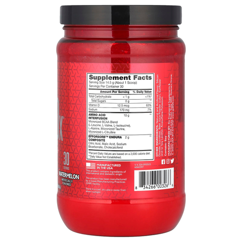 BSN, Amino-X, выносливость и восстановление, арбуз, 435 г (15,3 унции)