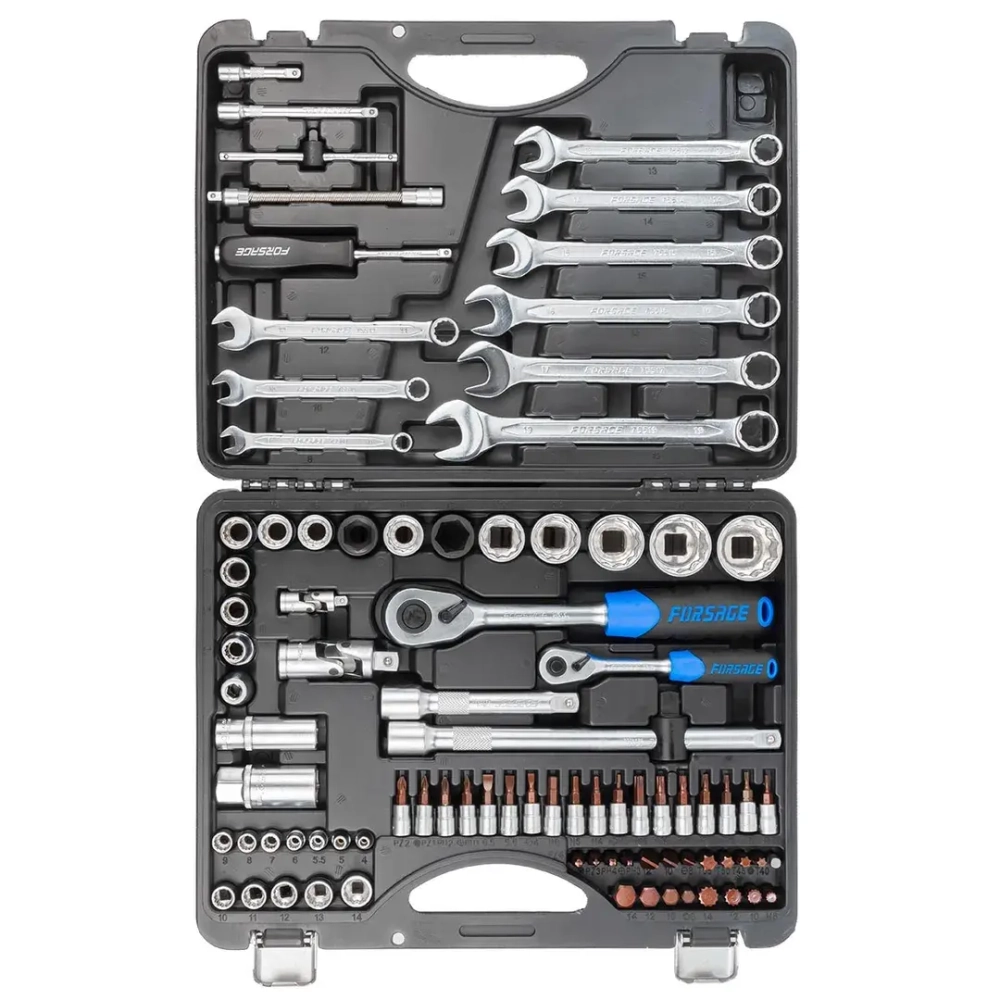Набор инструментов 82+6пр. Premium 1/4''1/2(12гр.) 1/2''(17,19мм-6гр.) Forsage F-4821-9 PREMIUM