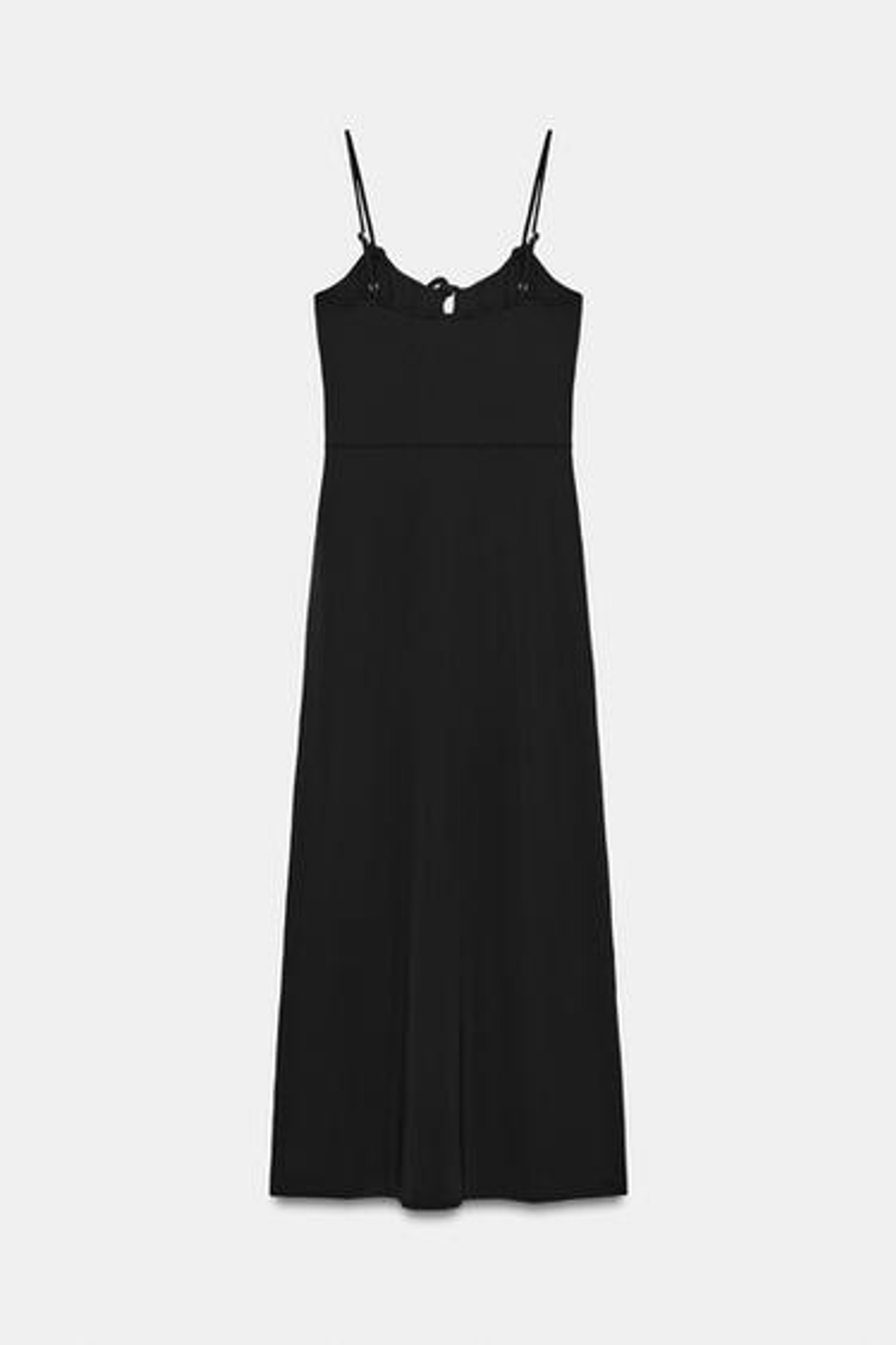 ZARA СВОБОДНОЕ ПЛАТЬЕ МИДИ НА БРЕТЕЛЯХ, ЧЕРНЫЙ