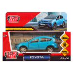 Модель ин. мет. "Toyota RAV4" 12см, двери, багажн.синий, коробка RAV4-BU (Технопарк)