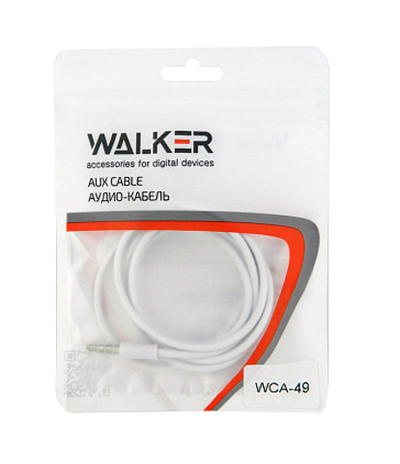 Кабель AUX WALKER WCA-049, 3.5мм, четырехконтактный, в пакете, белый