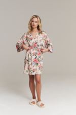 Шелковый халат-кимоно мини