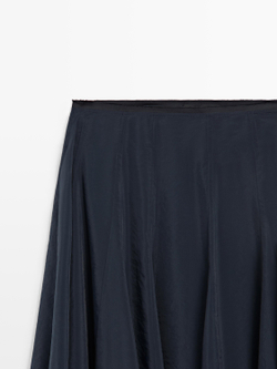 Massimo Dutti Юбка миди со складками, темно-синий