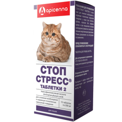 Таблетки для снижения возбуждения и коррекции психогенных нарушений поведения у кошек СТОП СТРЕСС (Apicenna),15таблеток Фенибут
