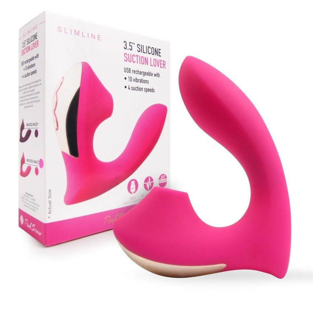 Вибромассажёр Erokay Silicone Billow Suction Lover, 13 см, L-образный