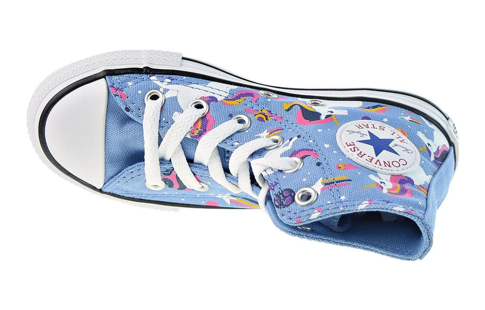 Big boy Converse Chuck Taylor All Star unicorn comfortable, lightweight, wear-resistant, non-slip high-top children's canvas shoes blue