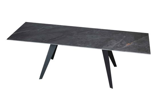 Стол "РЕЙН" 160-240, керамика Bonix Grey глянцевый, опоры черный муар