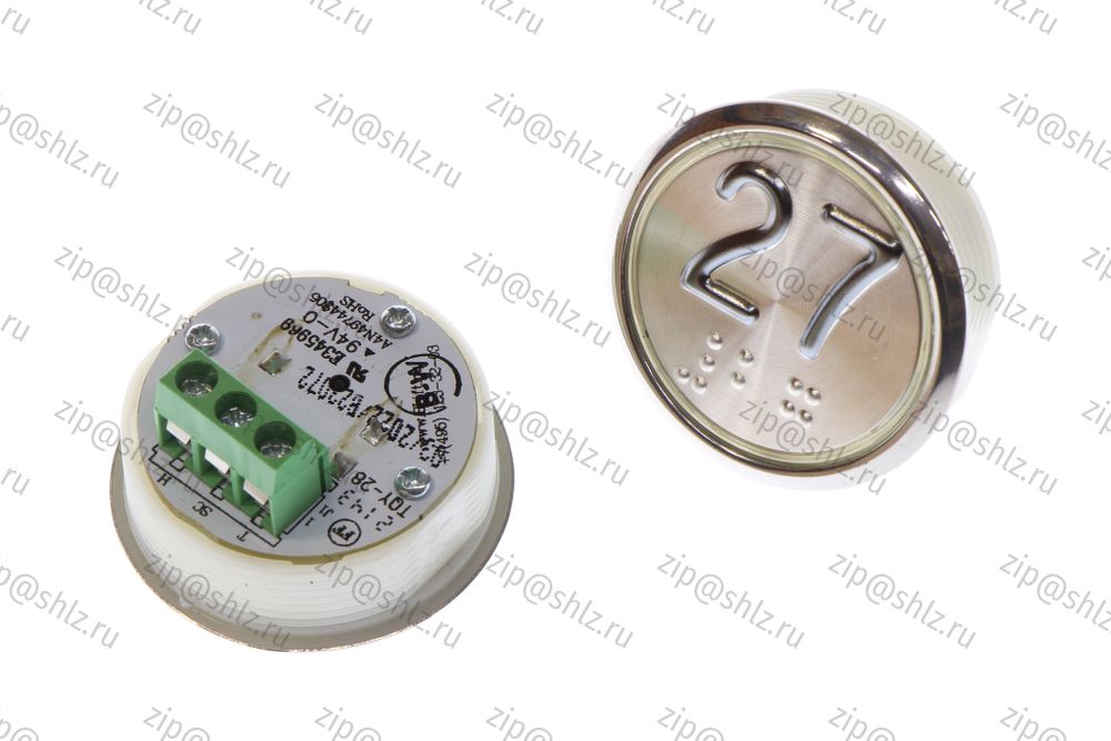 Кнопка (кнопочный модуль) BBP-R331-CMPLT-D-W &quot;27 этаж&quot;, круглая, динамическая белая подсветка, Брайль.