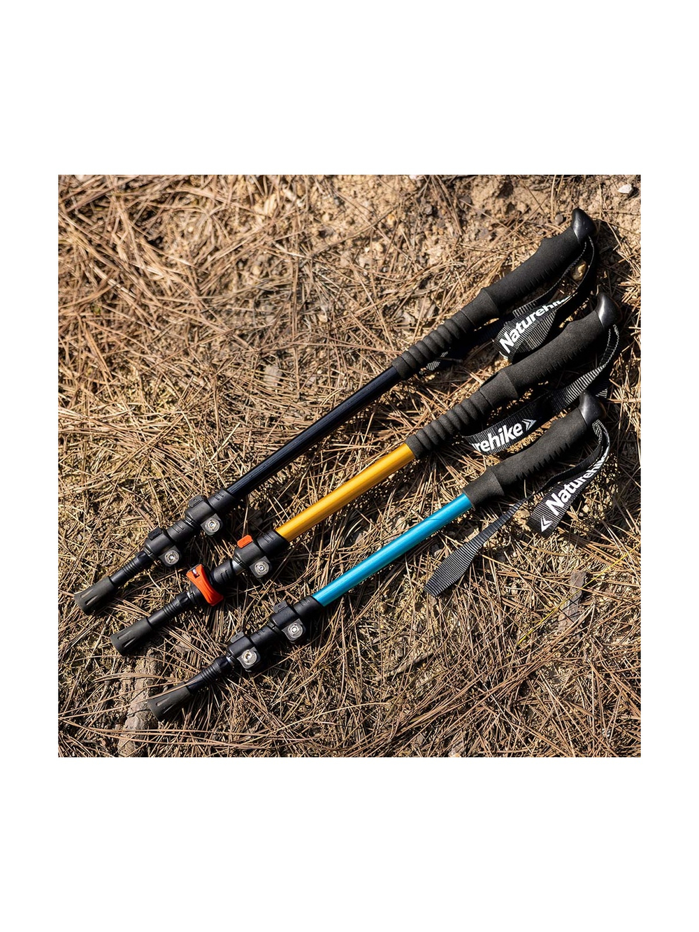 Палка треккинговая Naturehike ST01 6061 AL NH17D001-Z  с 3 узлами женская 57-120 золотой