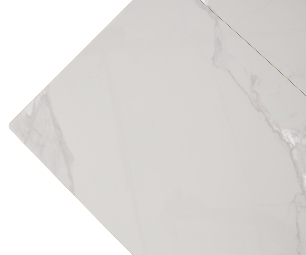 Стол КОМИЛЬФО МИНИ 100 БЕЛЫЙ МРАМОР с прожилками латте, керамика / ЧЕРНЫЙ, М-City