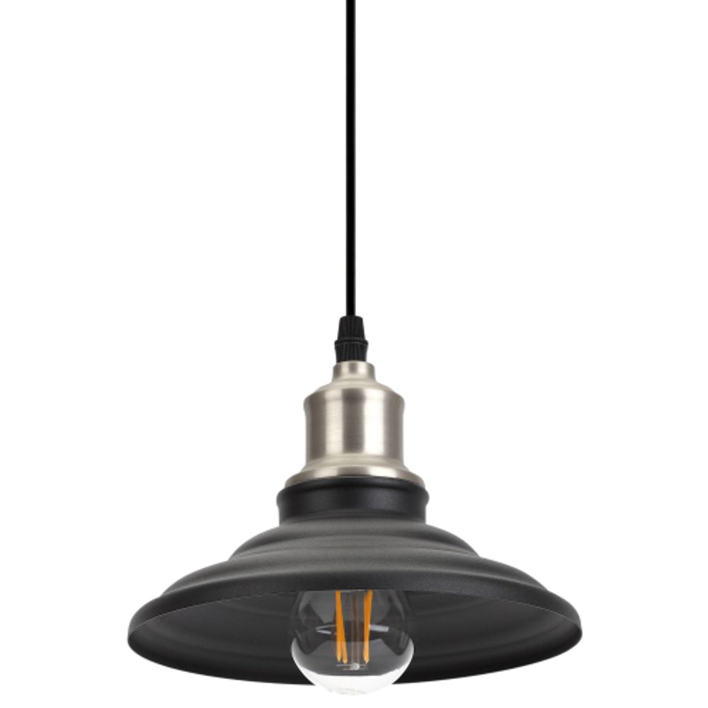 Светильник подвесной ЭРА PL4 BK/BN под лампу E27 высота плафона 80мм подвеса 800мм черный/темный никель