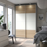 Шкаф-купе- PAX/MEHAMN IКЕА/ПАКС/МЕХАМН ИКЕА, 236,4х150х44 см, бежевый/белый