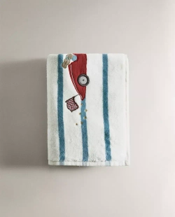 ZARA HOME ДЕТСКОЕ ПОЛОТЕНЦЕ С ВЫШИВКОЙ, СИНИЙ