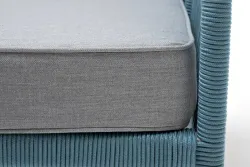 "Канны" кресло плетеное из роупа, каркас алюминий светло-серый (RAL7035) муар, роуп бирюзовый круглый, ткань светло-серая