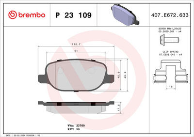 BREMBO - P23109-BRB - Brake Pad Set, disc brake