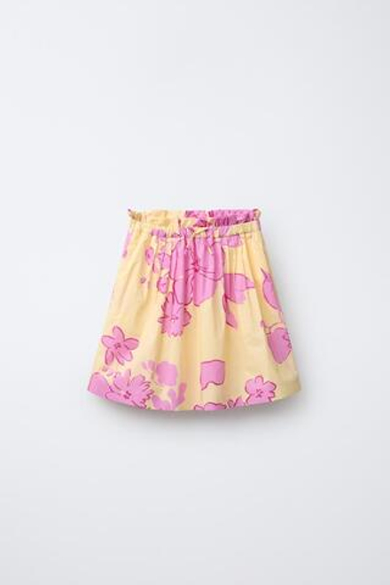 ZARA ЮБКА МИДИ С ЦВЕТОЧНЫМ ПРИНТОМ, ПАСТЕЛЬНО-ЖЕЛТЫЙ