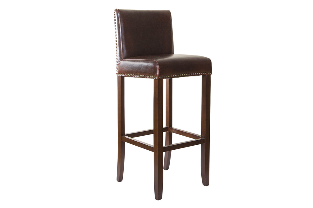 PJH045-PJ530 Стул барный кожа коричнев. 43*40*107см ножки береза