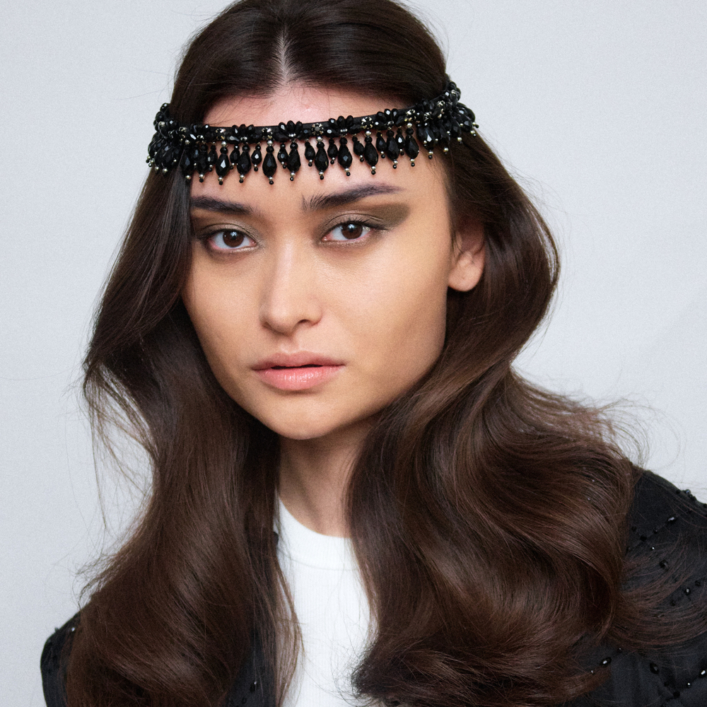 Ободок-чокер с черными каплями