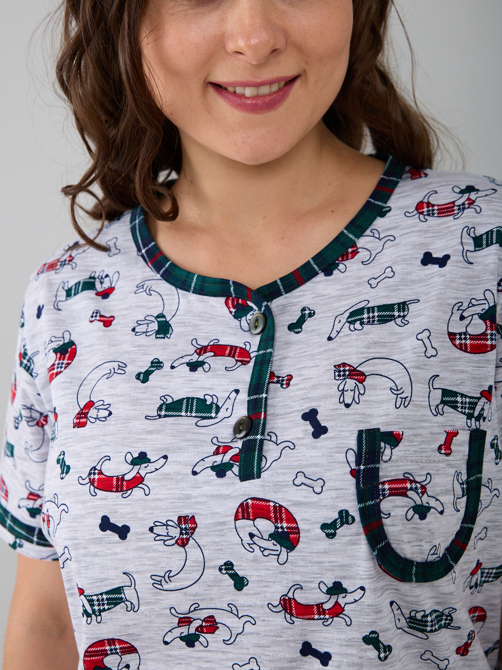 Пижама с брюками КБ-161/собачки-зелклетка