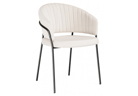 Стул на металлокаркасе Woodville Лео белый Brendy Milk 02, черный, ножки черные