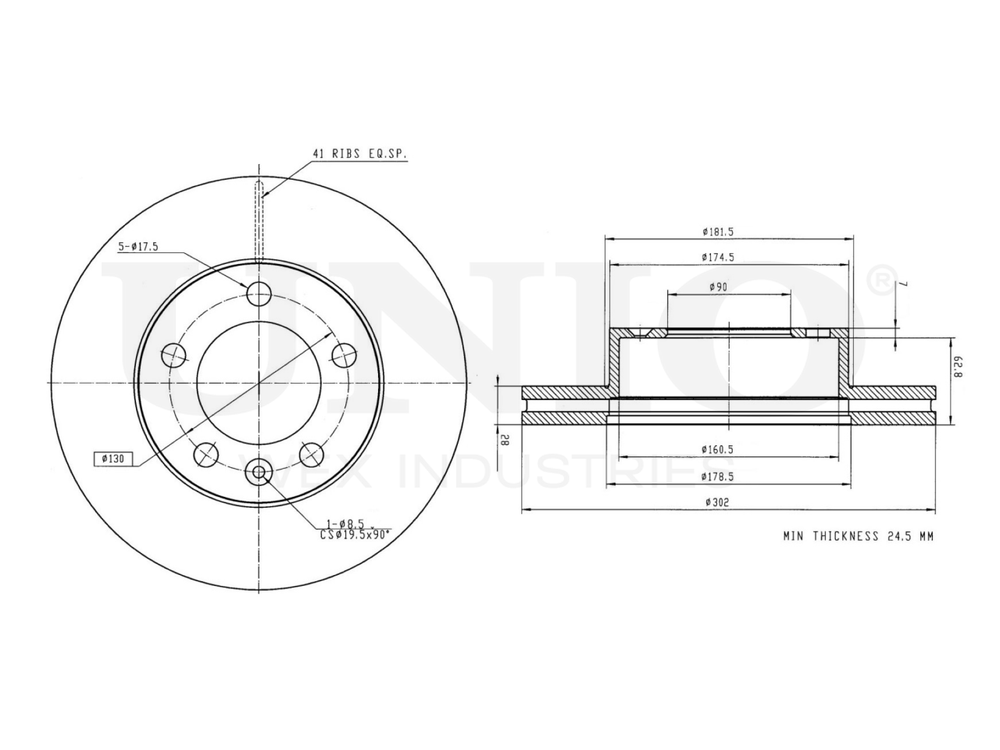 Диск тормозной передний UNIO BRD-20471