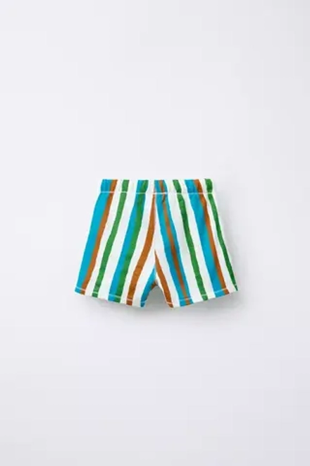 ZARA ШОРТЫ В ПОЛОСКУ С НАШИВКОЙ, РАЗНОЦВЕТНЫЙ