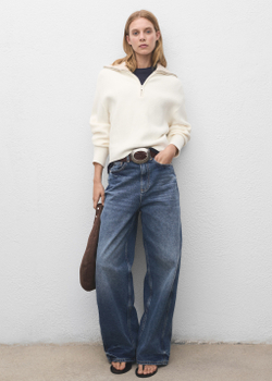 Джемпер с контрастным воротником и застежкой-молнией