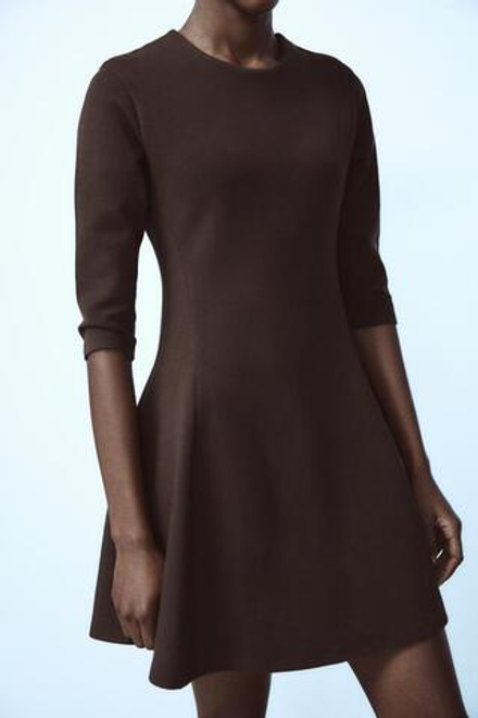 ZARA ПЛАТЬЕ ТРИКОТАЖНОЕ, КОРИЧНЕВЫЙ