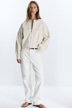 ZARA КУРТКА С ВЫШИВКОЙ, ЭКРЮ