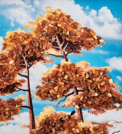 AMB-01/28 Картина «Прибрежные тайны» (с янтарной крошкой) пласт.рамка 33х42см