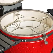 Керамический угольный гриль DinoEgg Classic Red, 46 см, с ножками и столиками
