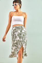 Qadın üçün beli rezinli ətək xaki 30601046