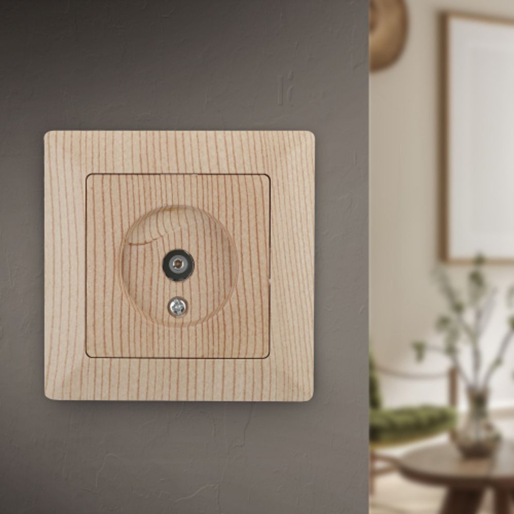 Розетка Intro Solo 4-301-11 TV одиночная, СУ, сосна